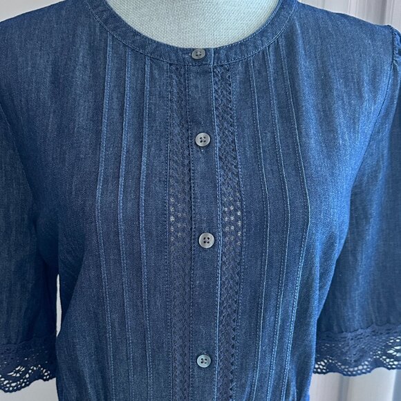 NWT Denim Maxi Dress sz L (T) - Denim Blue - Picture 4 of 16